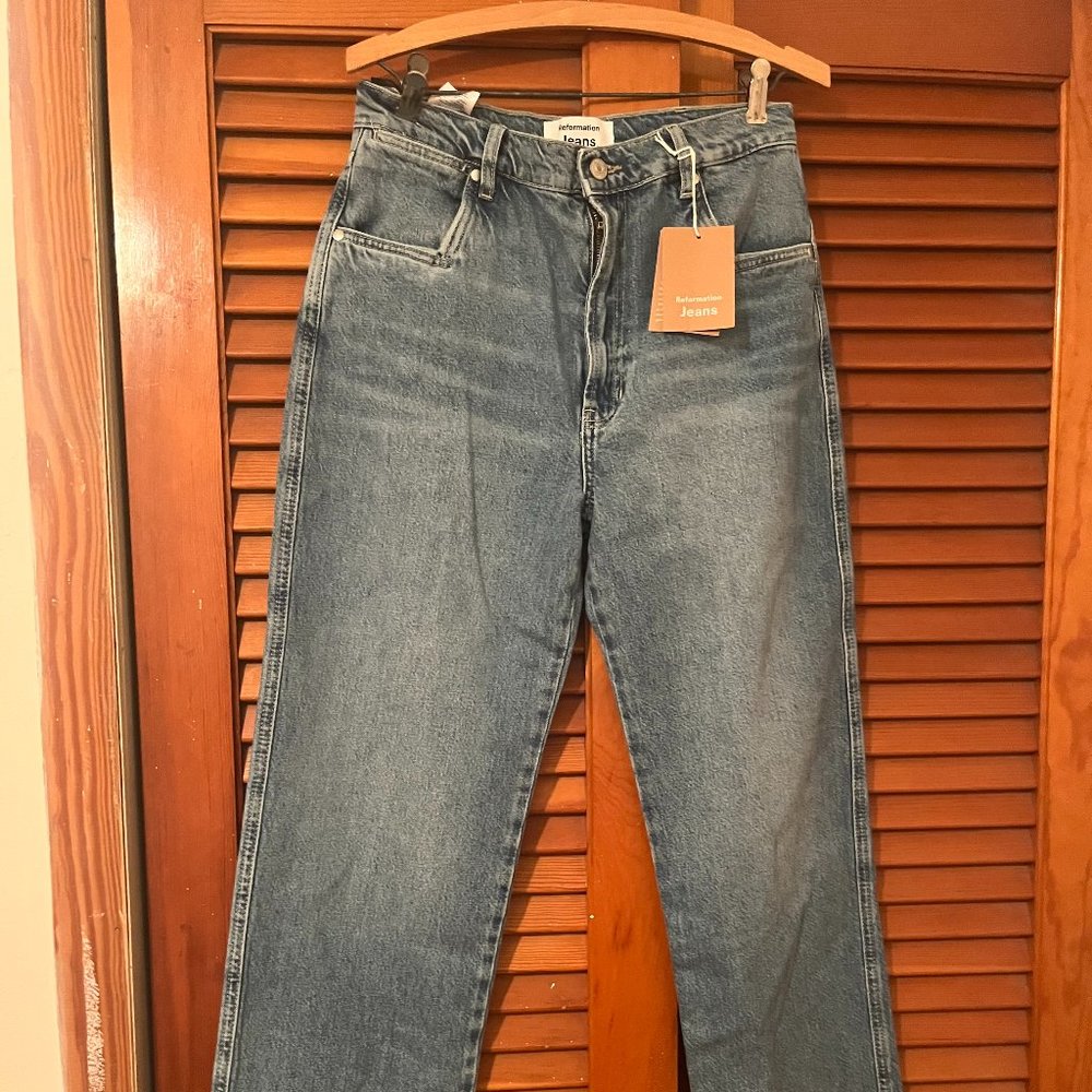 NWT Reformation Cowboy Pointed Pocket High Rise Straight Jeans Size 29